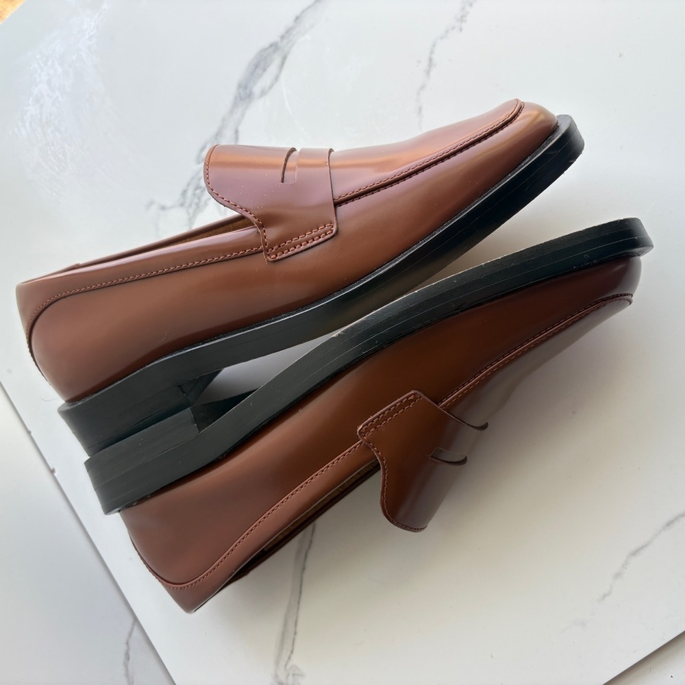 Everlane sz 5.5 The Penny Loafer Rum Brown Leather slip-on Classic square toe - Picture 9 of 12